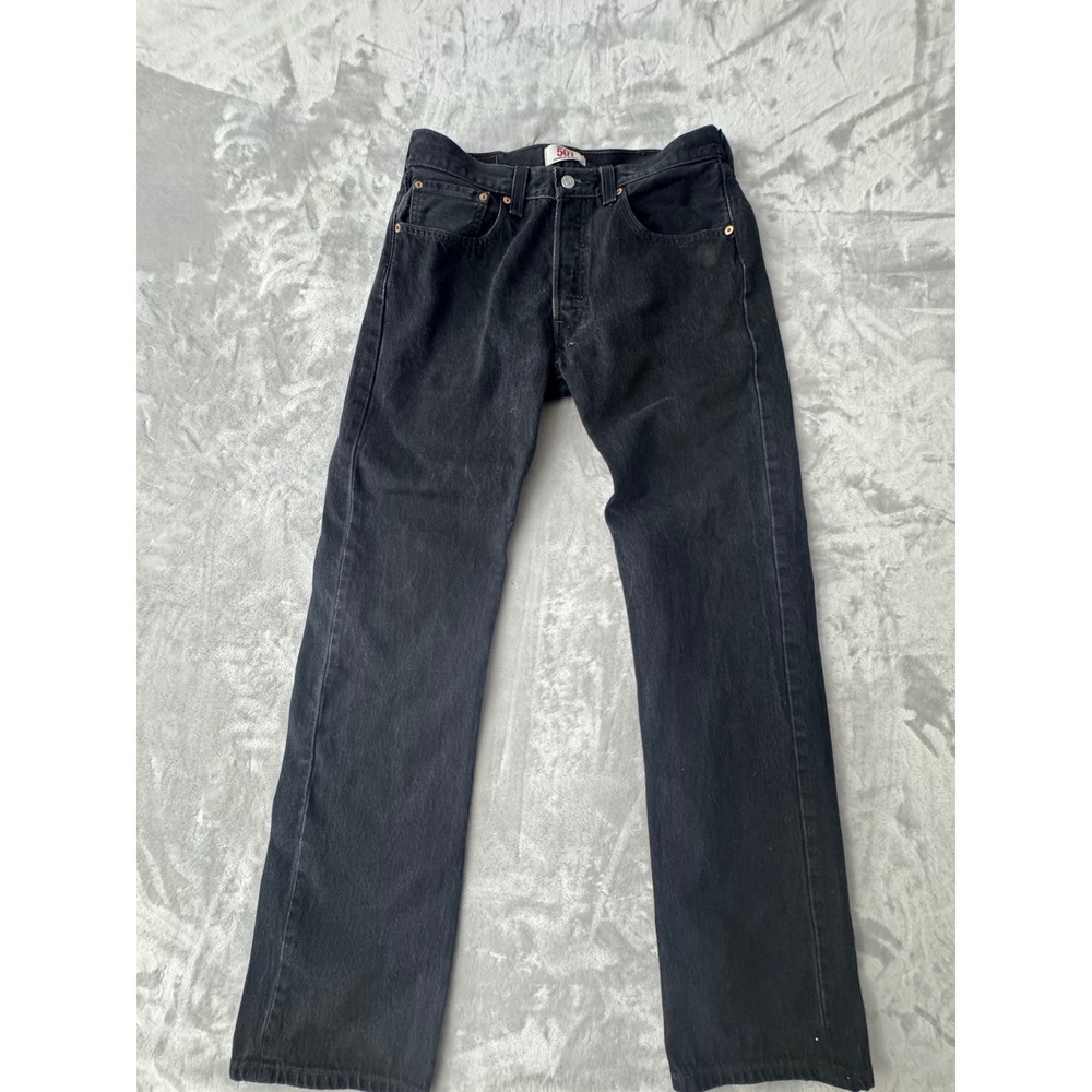 Levis 501 Original Straight Leg Button Fly Washed Black Jeans Mens 32x34